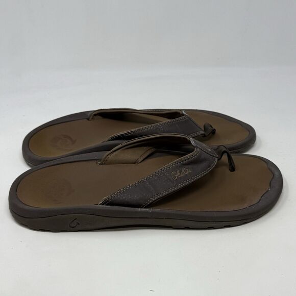Olukai Ohana Sandals Flip Flops Mens 10 Brown Thong Comfort Casual Beach Preppy - Picture 3 of 15
